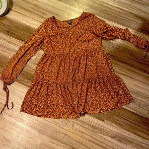 Wild fable  by target 3 tier dress. Mustard with floral pattern. Size medium.